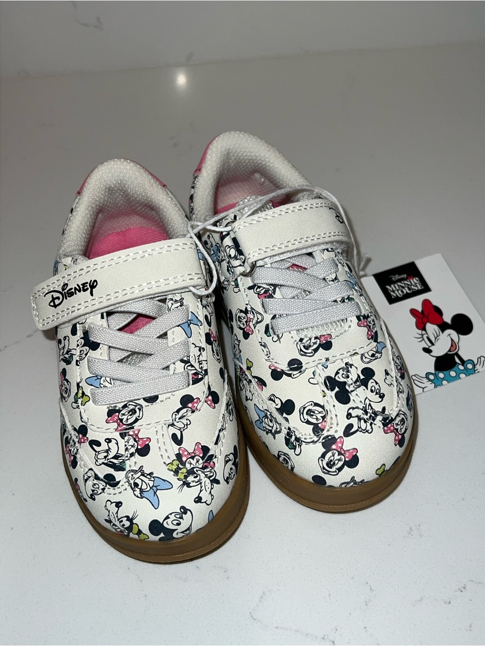 Disney Kids White Sneakers with Pink Lining